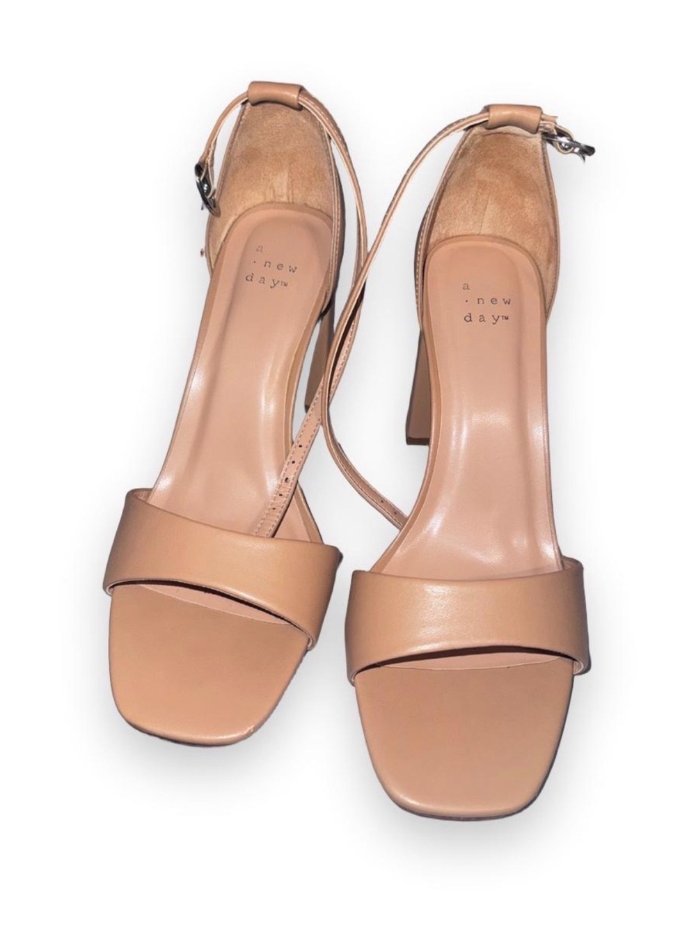 a new day Nude Tan Block Heel Sandals with Ankle Strap size 8 1/2 W